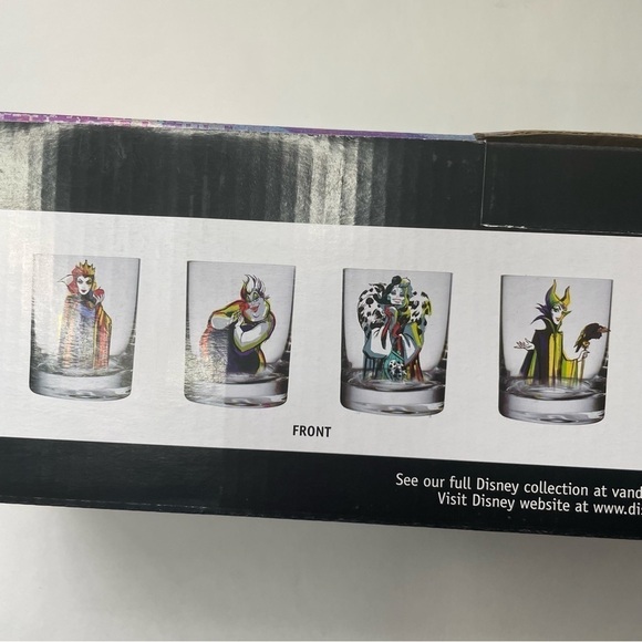Disney Villains Glass Set of 4 Rocks Whiskey Tumbler - Picture 2 of 5